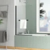 Pare-Baignoire|Galedo Pare-baignoire 120 x 70 cm noir mat avec porte serviettes Essentiel
