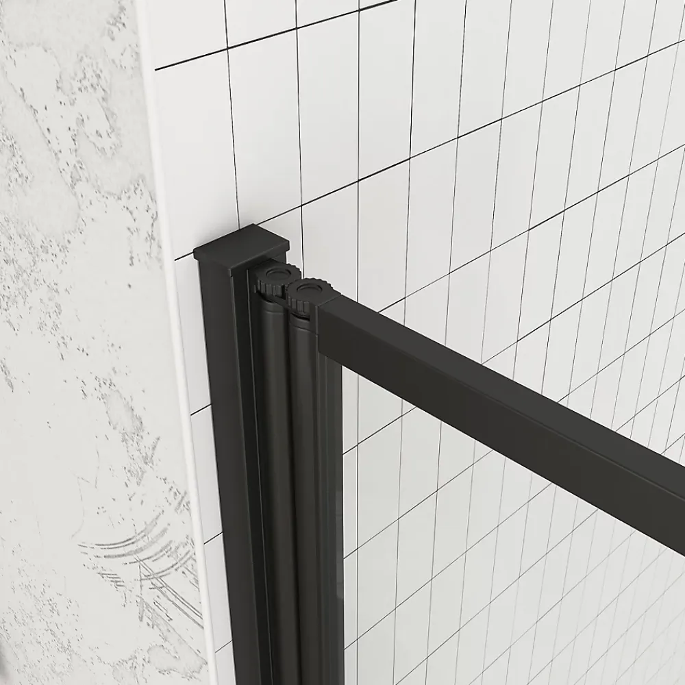 Galedo Pare-baignoire avec volet pivotant 70 x 120 cm noir mat