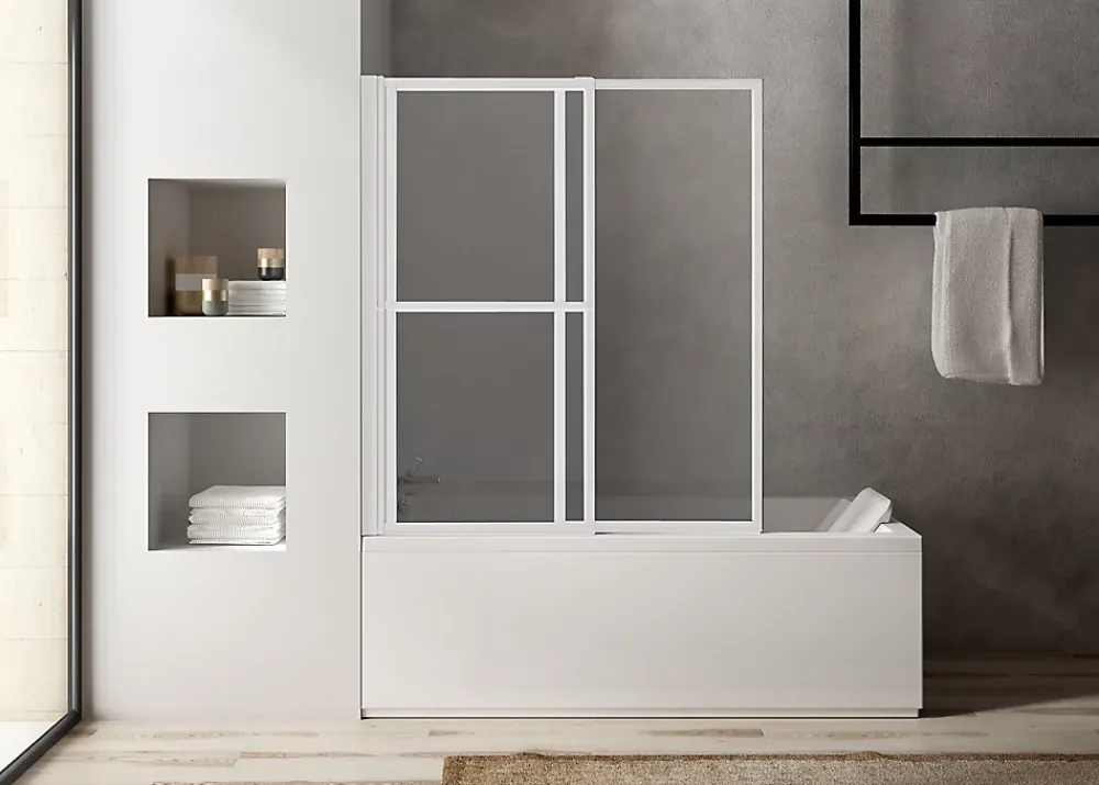 Pare-Baignoire|Atelier du bain Pare-baignoire blanc 2 volets relevable