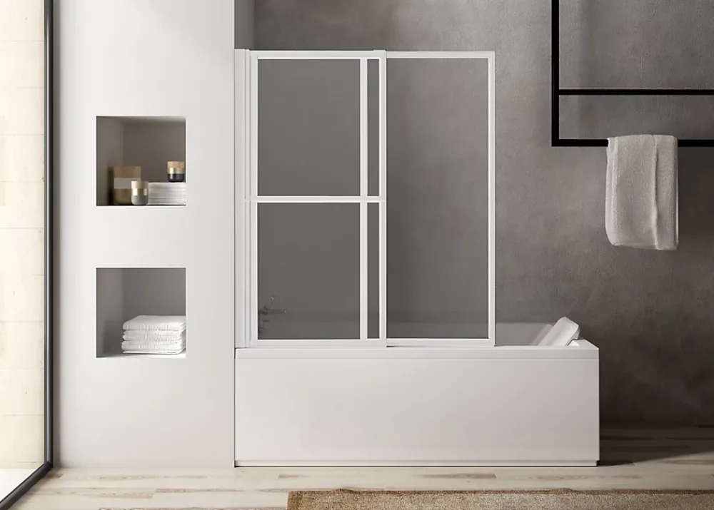 Atelier du bain Pare-baignoire blanc 2 volets pliants relevables L. 106 x H. 140 cm Baya
