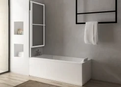 Atelier du bain Pare-baignoire blanc 2 volets pliants relevables L. 106 x H. 140 cm Baya