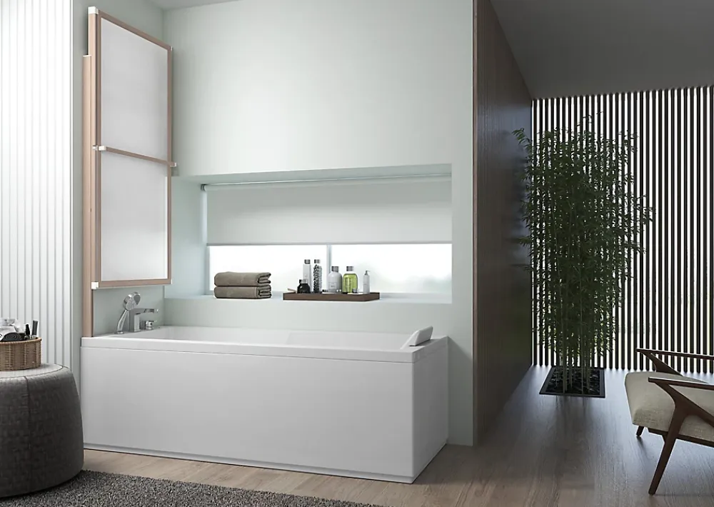 Atelier du bain Pare-baignoire effet bois 1 volet relevable