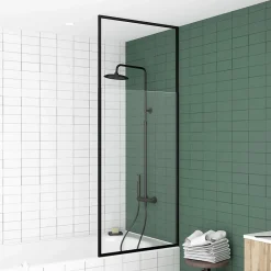 Galedo Pare-baignoire extensible 75 x 153/202 cm noir mat