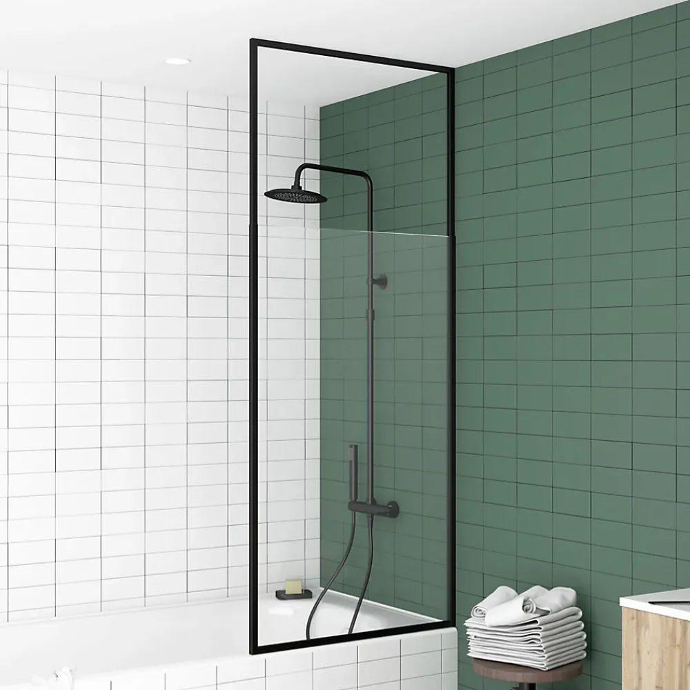 Galedo Pare-baignoire extensible 75 x 153/202 cm noir mat