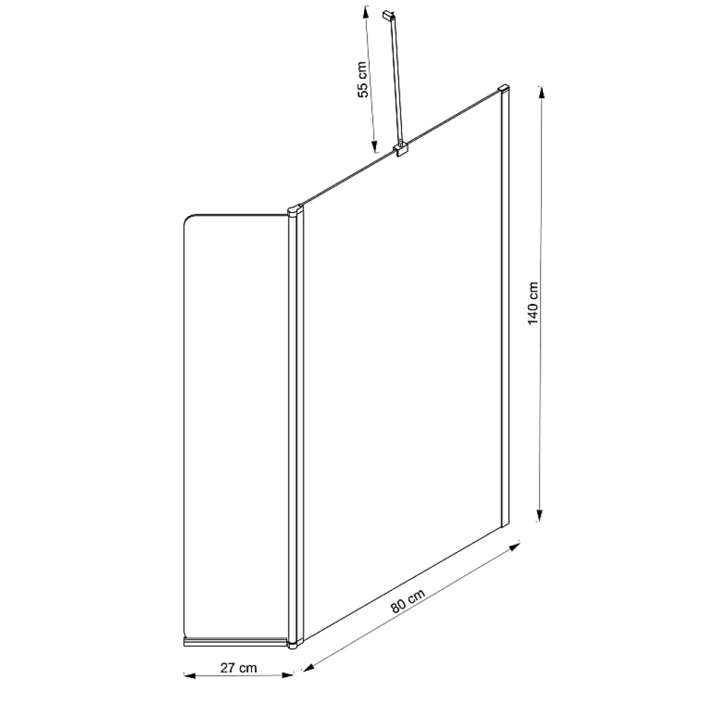 Pare-Baignoire|Allibert Pare-baignoire fixe avec volet pivotant design 107 x 140 cm aluminium chromé verre 5 mm - Oblik