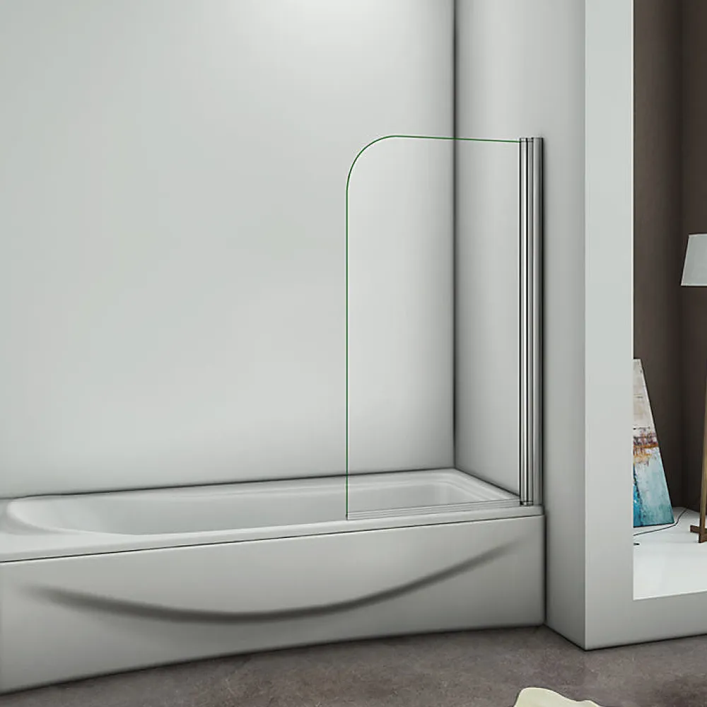AICA Sanitaire Pare-baignoire pivotant - 70 x 130 cm - Verre trempé 5 mm anticalcaire - Écran de baignoire moderne