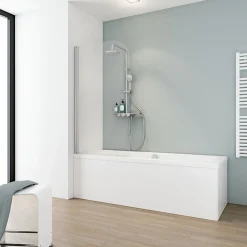 Pare-Baignoire|Schulte Pare-baignoire pivotant 1 volet, 80 x 140 cm, verre transparent anticalcaire 5 mm, profilé chrome, Capri