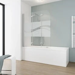 Schulte Pare-baignoire pivotant 3 volets pliables, 125 x 140 cm, verre transparent anticalcaire 5 mm, Liane