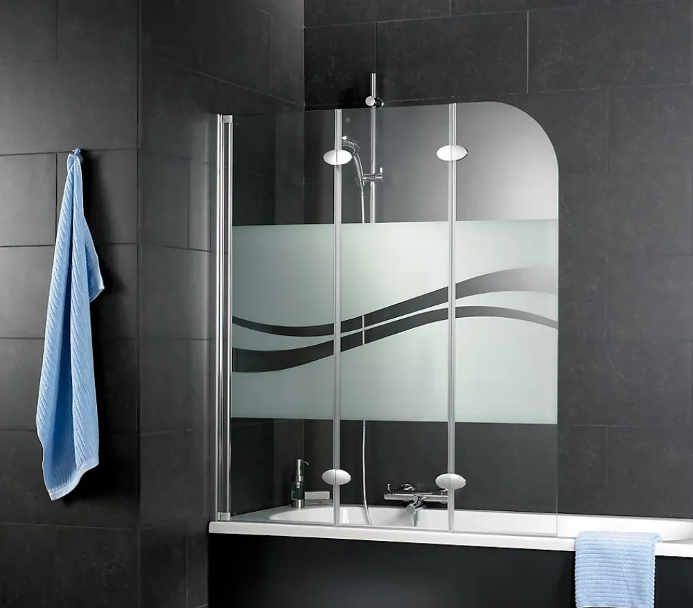 Schulte Pare-baignoire pivotant 3 volets pliables, 125 x 140 cm, verre transparent anticalcaire 5 mm, Liane