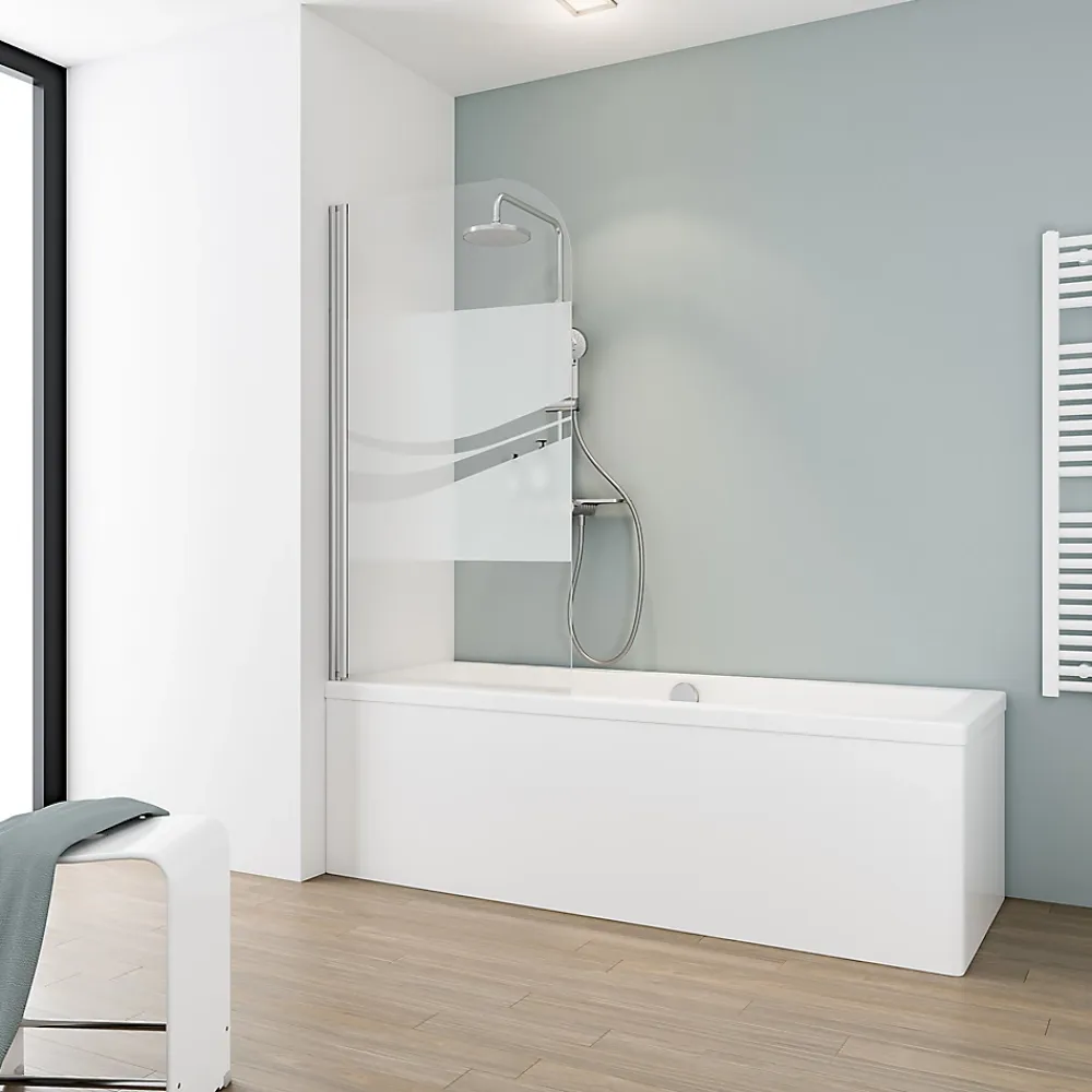 Pare-Baignoire|Schulte Pare-baignoire pivotant 1 volet, 80 x 140 cm, verre transparent anticalcaire 5 mm, Liane