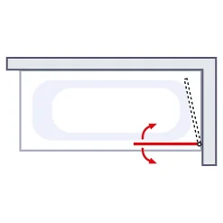 Pare-Baignoire|Schulte Pare-baignoire pivotant 1 volet, 80 x 140 cm, style verrière industrielle, verre transparent anticalcaire 5 mm, profilé noir mat, Loft