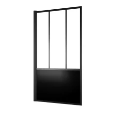 Pare-Baignoire|Galedo Pare-baignoire pivotant 140 x 80 cm, profilés alu noir mat, Indus