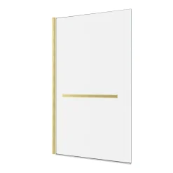 Galedo Pare-baignoire pivotant 150 x 85 cm, profilés alu doré brossé, porte-serviette, Prime