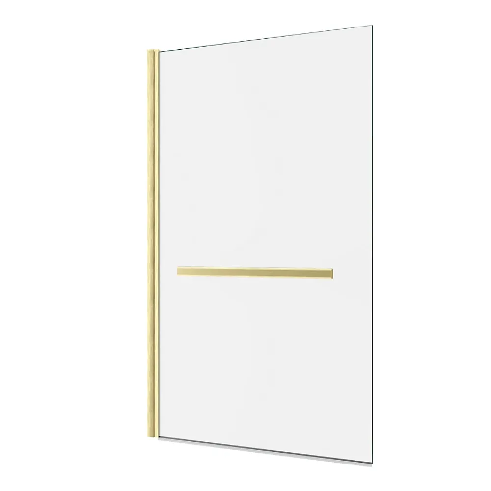 Galedo Pare-baignoire pivotant 150 x 85 cm, profilés alu doré brossé, porte-serviette, Prime