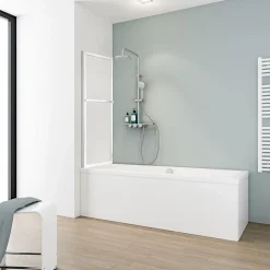 Schulte Pare-baignoire pivotant coulissant avec porte-serviettes H.140 x l.118 cm, blanc,