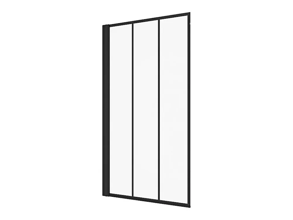 Pare-Baignoire|Vente-unique Pare-baignoire pivotant noir mat look atelier - 80 x 140 cm - DOLANA