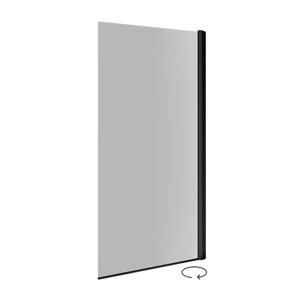 Essebagno Pare-Baignoire pivotant verre transparent anticalcaire et aluminium 80 x 140 noir