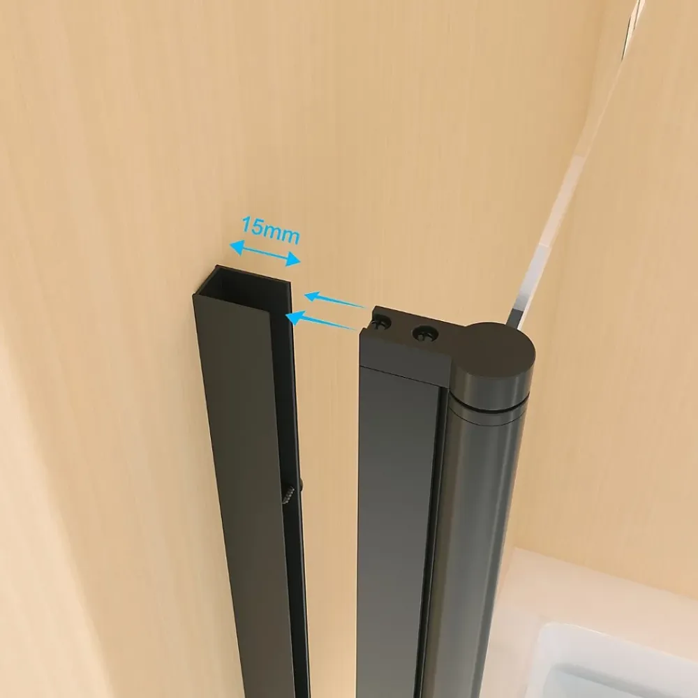 Essebagno Pare-Baignoire pivotant verre transparent anticalcaire et aluminium 80 x 140 noir