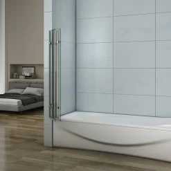 Pare-Baignoire|AICA Sanitaire Pare-baignoire pliant 3 panneaux L.130 x H.140cm - Verre trempé 6 mm anticalcaire - Sécurité, confort et gain de place