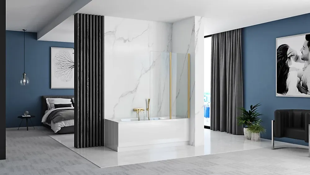 Tablier Et Habillage De Baignoire|Rea Pare-Baignoire Pliant Agat-2 80 Brushed Gold