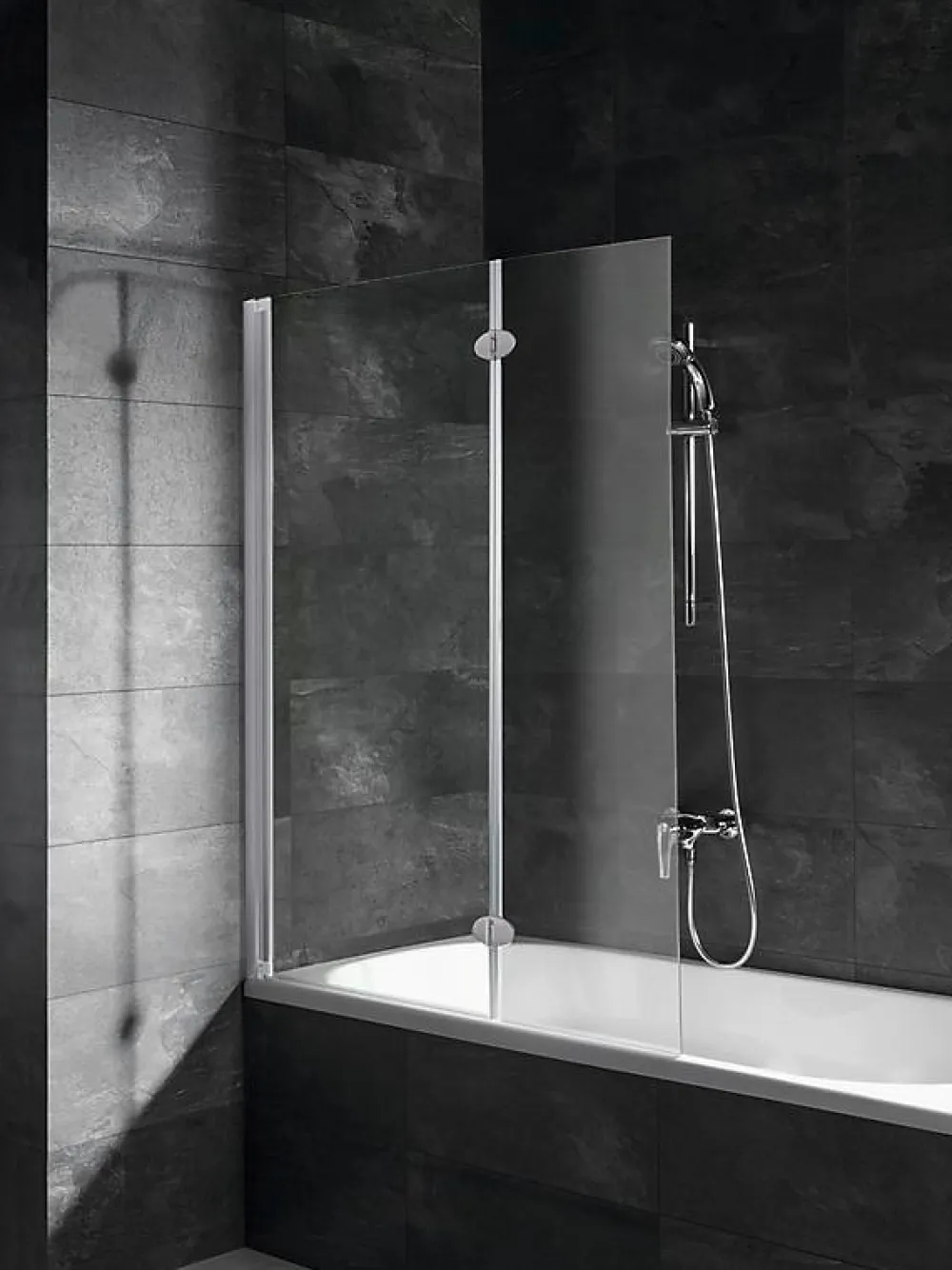 Schulte Pare-baignoire rabattable avec 2 volets, 104 x 130 cm, verre transparent 5 mm, profilé alu-argenté,