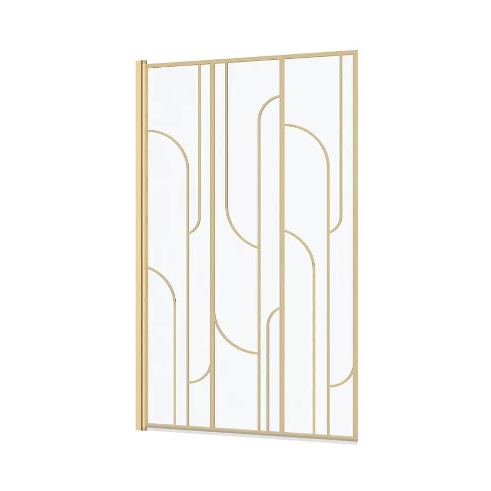 Galedo Pare-baignoire rabattable 140 x 80 cm, profilés alu doré, Art Deco