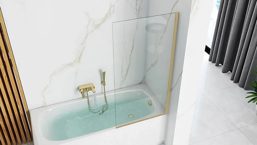 Tablier Et Habillage De Baignoire|Rea Pare-Baignoire Elegant Brushed Gold 80