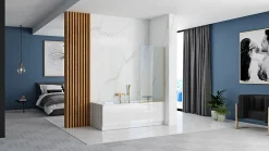 Tablier Et Habillage De Baignoire|Rea Pare-Baignoire Elegant Brushed Gold 80
