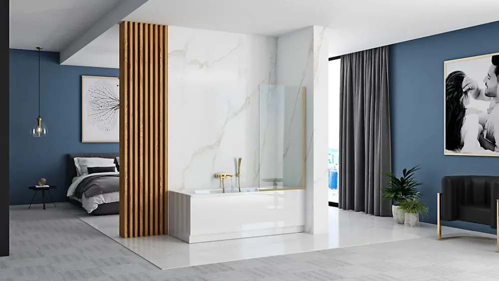 Tablier Et Habillage De Baignoire|Rea Pare-Baignoire Elegant Brushed Gold 80