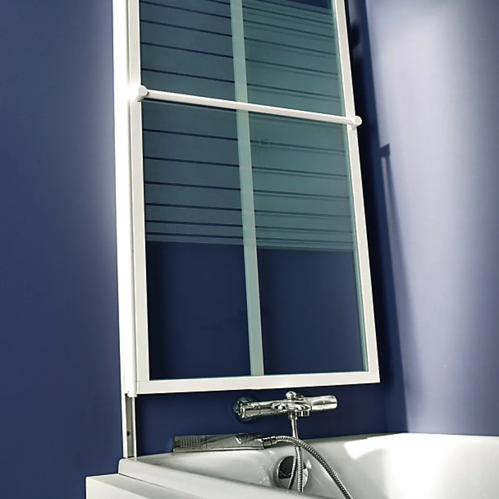 Pare-Baignoire|Atmo Pare-baignoire relevable 2 volets profilés blanc 140 x 104 cm Ecume