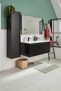 Atelier du bain Pare-baignoire relevable et coulissant noir mat 2 volets