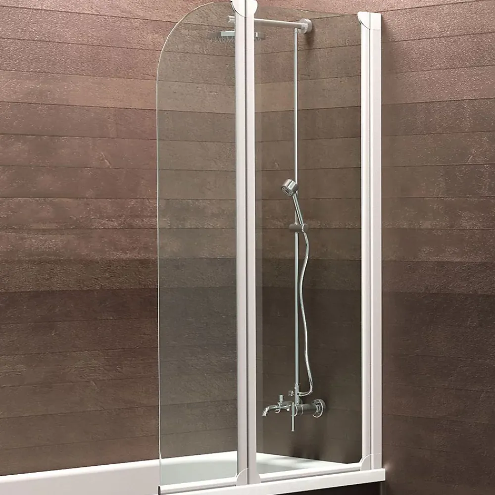 Pare-Baignoire|Schulte Pare-baignoire - 114x140 cm - réversible - écran pliant - rabattable - volets pivotants - verre 3 mm - transparent