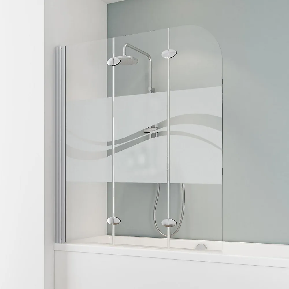 Schulte Pare-baignoire - 125x140 cm - paroi de baignoire réversible - pliant - 3 volets pivotants - verre Liane - alu-argenté
