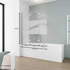 Schulte Pare-baignoire - 125x140 cm - paroi de baignoire réversible - pliant - 3 volets pivotants - verre Liane - alu-argenté