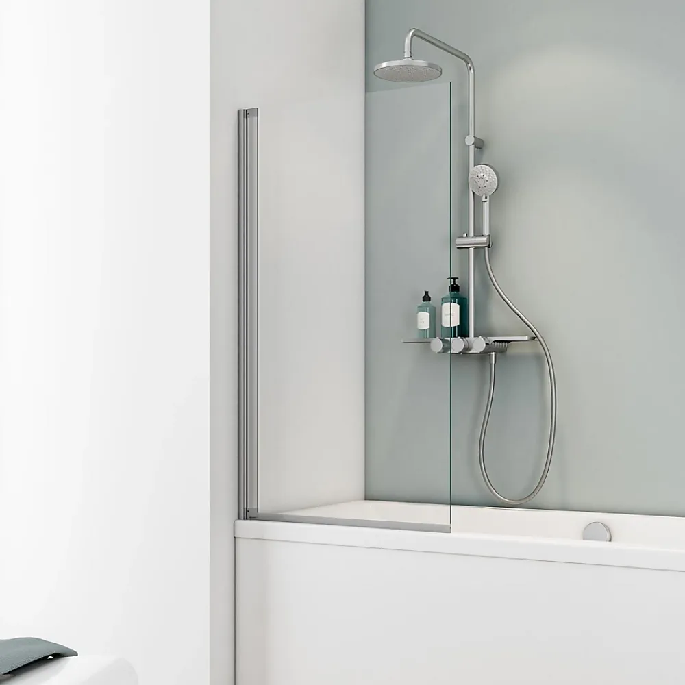 Pare-Baignoire|Schulte Pare-baignoire - 70x130 cm - réversible - rabattable - volet pivotant - verre 5 mm - transparent - alu nature