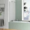 Galedo Pare-baignoire 140x80 cm, profilé alu chromé, , Essentiel