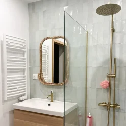 Pare-Baignoire|Essebagno Pare-baignoire 80x140 cm verre anticalcaire 6mm fixe en aluminium Or brossé