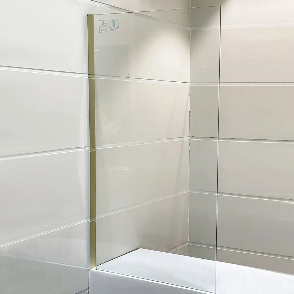 Pare-Baignoire|Essebagno Pare-baignoire 80x140 cm verre anticalcaire 6mm fixe en aluminium Or brossé