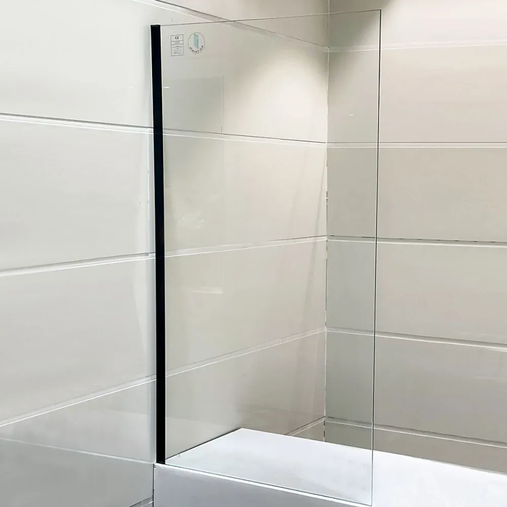 Pare-Baignoire|Essebagno Pare-baignoire 80x140 cm verre anticalcaire 6mm fixe en aluminium Noir mat