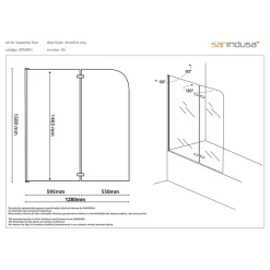 Pare-Baignoire|Sanindusa Pare-bain 2 volets pivotant 180 verre cristal trempé profilé alu Aquarela Duo 120x150 montage gauche profilé blanc