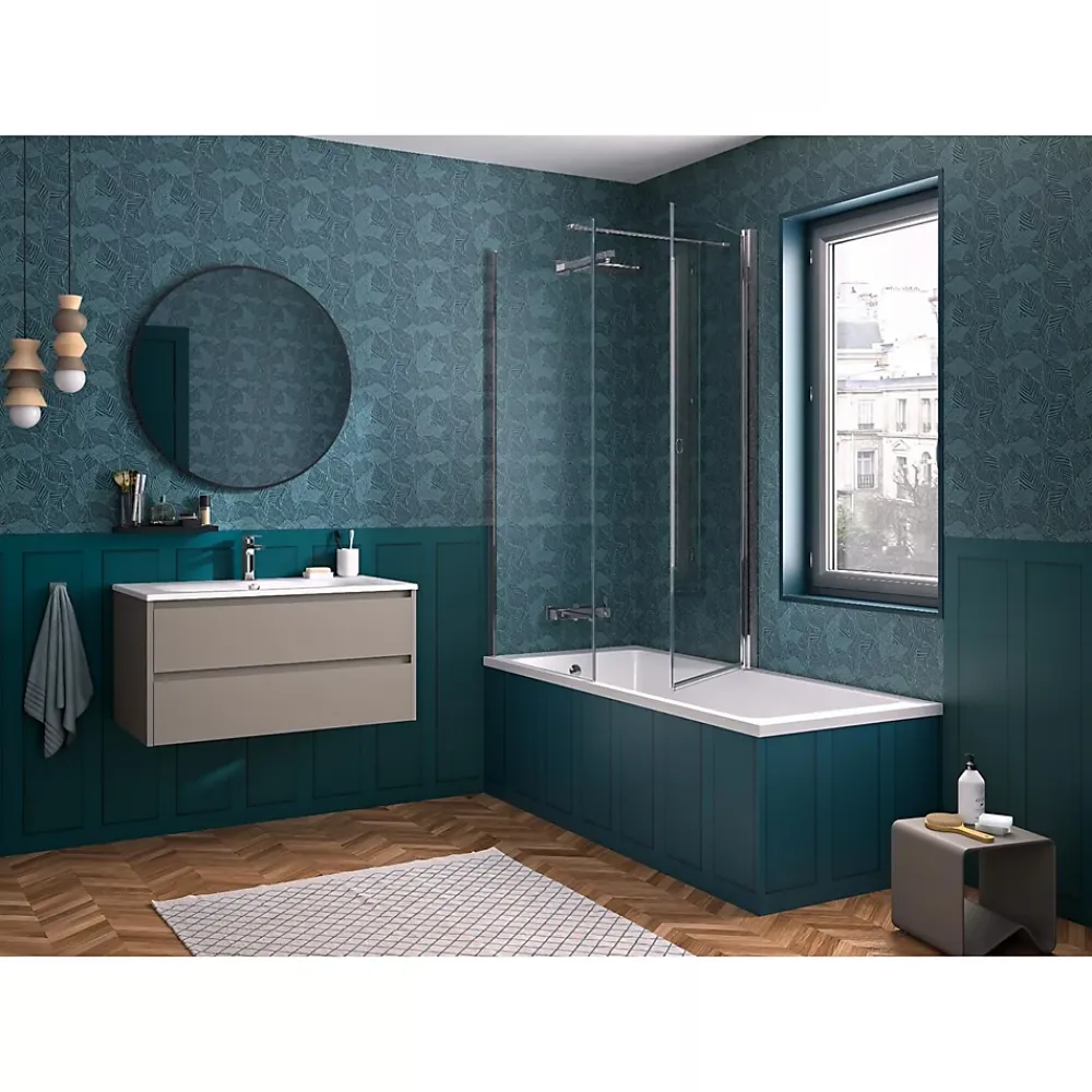 Pare-Baignoire|Kinedo Pare-bain Smart Design Orion pivotant pour montage avec Smart Design Hydra/Lyra 70 chromé transparent