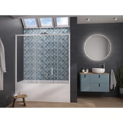 Kinedo Pare-bain Smart Design Pegasus coulissant pose entre 2 murs 180x148 blanc partie fixe à gauche