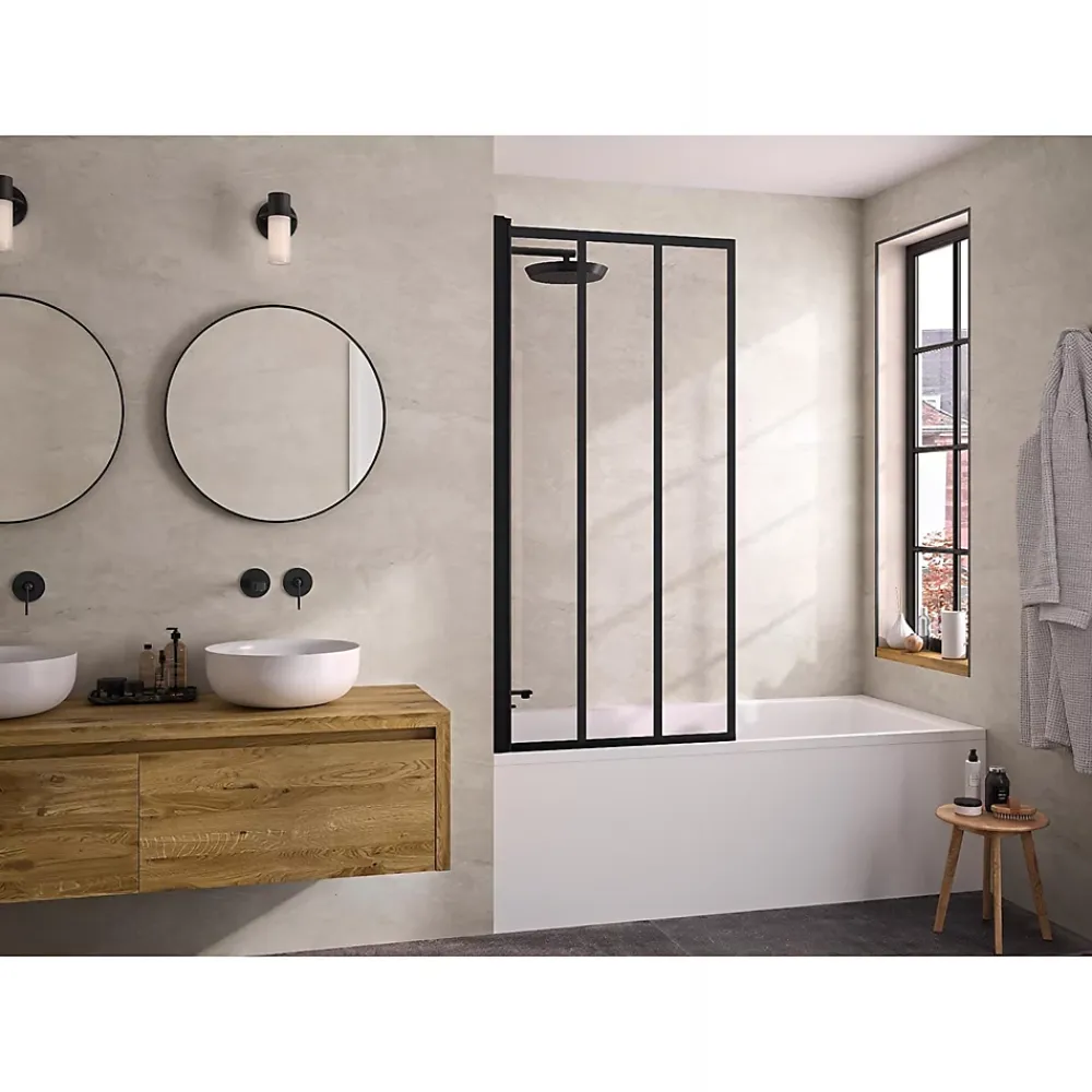 Kinedo Pare-bain pivotant Smart Design Lyra 80 gris noir grainé verre avec sérigraphie FACTORY