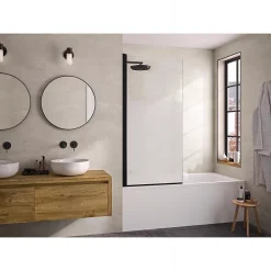 Pare-Baignoire|Kinedo Pare-bain pivotant Smart Design Lyra 80 gris noir grainé verre transparent