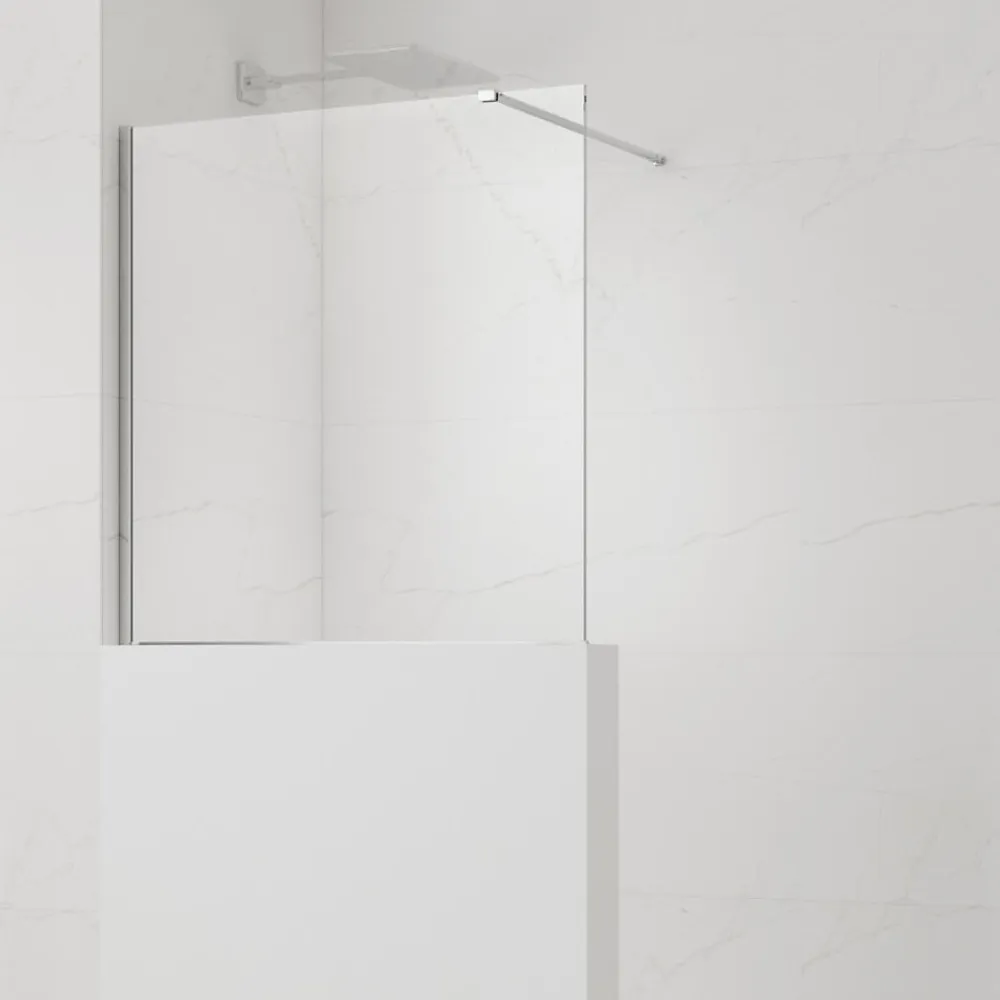 Paroi De Douche|Swiss Aqua Technologies Pare-muret 100x90 cm Paroi en verre Crystal Glass 8 mm anticalcaire, avec bras et profilés chrome brillant (SATBWIS90PR)