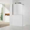 Swiss Aqua Technologies Pare-muret 110x100cm Paroi en verre Crystal Glass 8 mm anticalcaire, avec bras et profilés noir mat (SATBWIS110PRC)