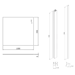 Swiss Aqua Technologies Pare-muret 110x100cm Paroi en verre Crystal Glass 8 mm anticalcaire, avec bras et profilés noir mat (SATBWIS110PRC)