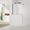 Paroi De Douche|Swiss Aqua Technologies Pare-muret 100x90cm Paroi en verre Crystal Glass 8 mm anticalcaire, avec bras et profilés noir mat (SATBWIS90PRC)