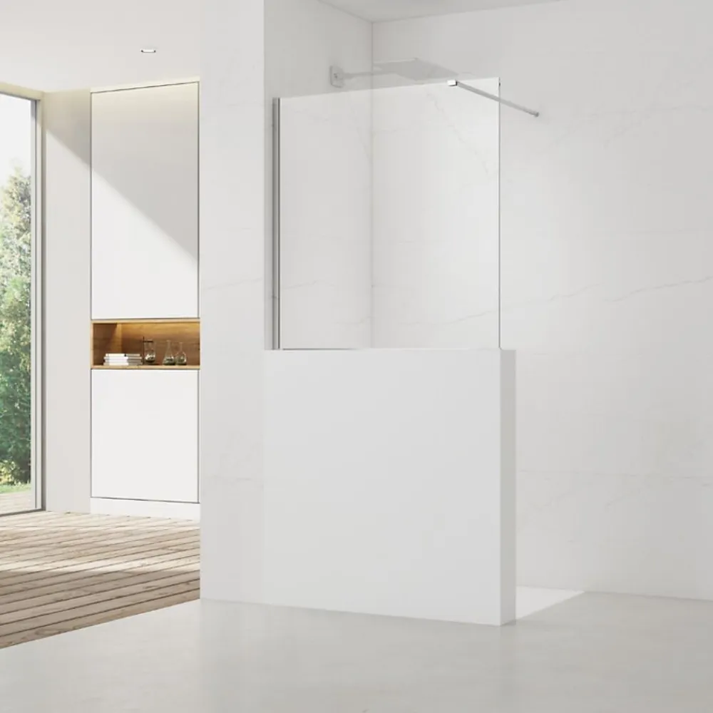 Paroi De Douche|Swiss Aqua Technologies Pare-muret 110x100cm Paroi en verre Crystal Glass 8 mm anticalcaire, avec bras et profilés chrome brillant (SATBWIS110PR)
