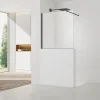 Swiss Aqua Technologies Pare-muret 120x100cm Paroi en verre Crystal Glass 8 mm anticalcaire, avec bras et profilés noir mat (SATBWIS120PRC)